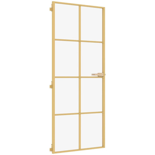 Vidaxl binnendeur smal 93x201,5 cm gehard glas en aluminium goudkleur
