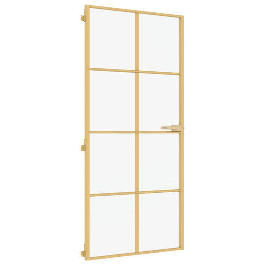 Vidaxl binnendeur smal 93x201,5 cm gehard glas en aluminium goudkleur
