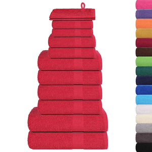 Vidaxl 12-delige handdoekenset frogn 360 g m² rood