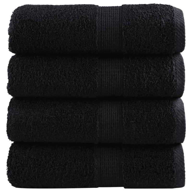 Afbeelding laden in galerijviewer, Vidaxl premium washandjes solund 4 stuks zwart 30x30 cm 600 g m2
