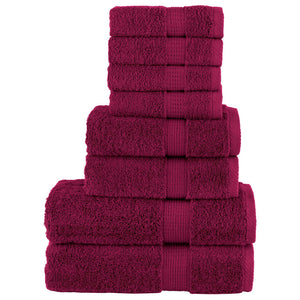 Vidaxl 8-delige handdoekenset solund 600 g m² bordeauxrood