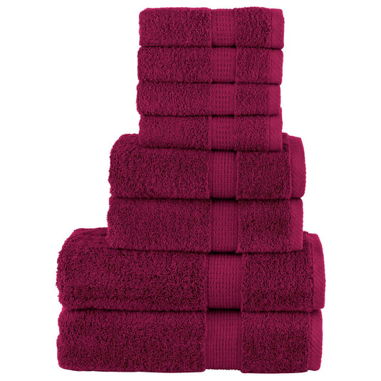 Vidaxl 8-delige handdoekenset solund 600 g m² bordeauxrood
