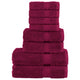 Vidaxl 8-delige handdoekenset solund 600 g m² bordeauxrood