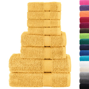 Vidaxl 8-delige handdoekenset solund 600 g m² goudkleurig