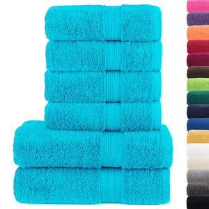 Vidaxl 6-delige handdoekenset solund 600 g m² turquoise