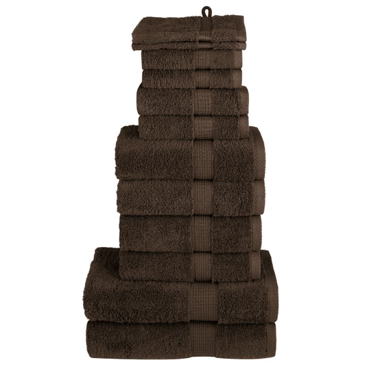Vidaxl 12-delige handdoekenset solund 600 g m² bruin