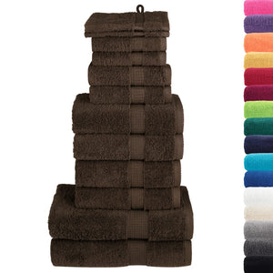 Vidaxl 12-delige handdoekenset solund 600 g m² bruin
