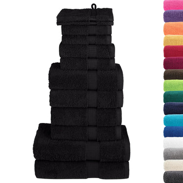Vidaxl 12-delige handdoekenset solund 600 g m² zwart
