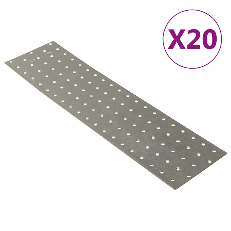 Afbeelding laden in galerijviewer, Vidaxl platen geperforeerd 20 st 2 mm 400x100 mm gegalvaniseerd staal
