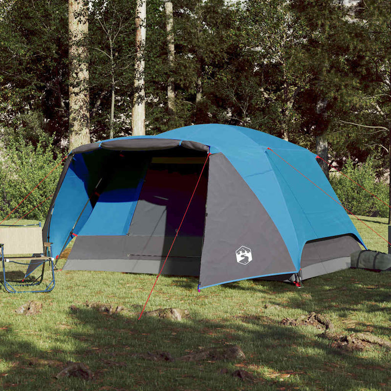 Afbeelding laden in galerijviewer, Vidaxl tent met luifel 4-persoons waterdicht blauw
