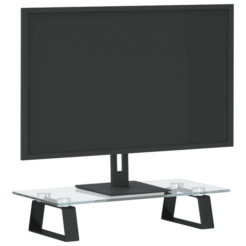 Afbeelding laden in galerijviewer, Vidaxl monitorstandaard 40x20x8 cm gehard glas en metaal zwart
