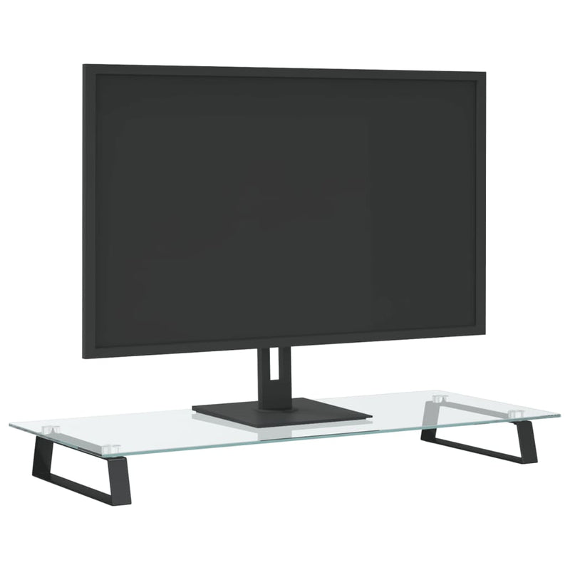 Afbeelding laden in galerijviewer, Vidaxl monitorstandaard 80x35x8 cm gehard glas en metaal zwart
