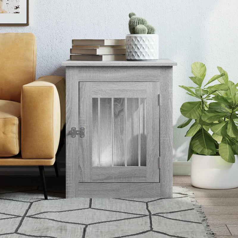 Afbeelding laden in galerijviewer, Vidaxl hondenbench 55x75x65 cm bewerkt hout grijs sonoma
