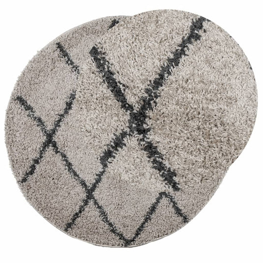 Vidaxl vloerkleed pamplona shaggy hoogpolig ø 240 cm beige antraciet