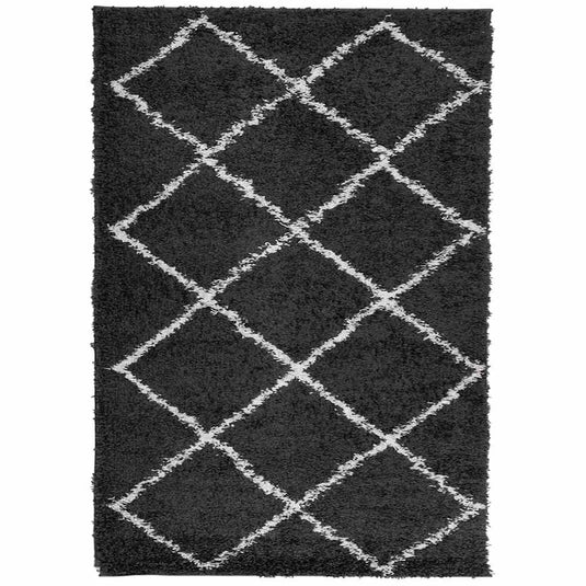 Vidaxl vloerkleed shaggy hoogpolig modern 140x200 cm zwart en crème