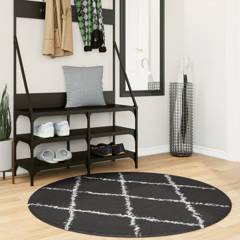 Afbeelding laden in galerijviewer, Vidaxl vloerkleed pamplona shaggy hoogpolig ø 120 cm zwart en crème

