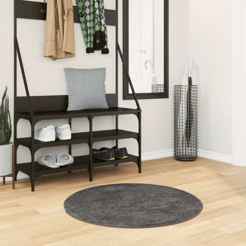 Afbeelding laden in galerijviewer, Vidaxl vloerkleed oviedo laagpolig ø 80 cm antracietkleurig
