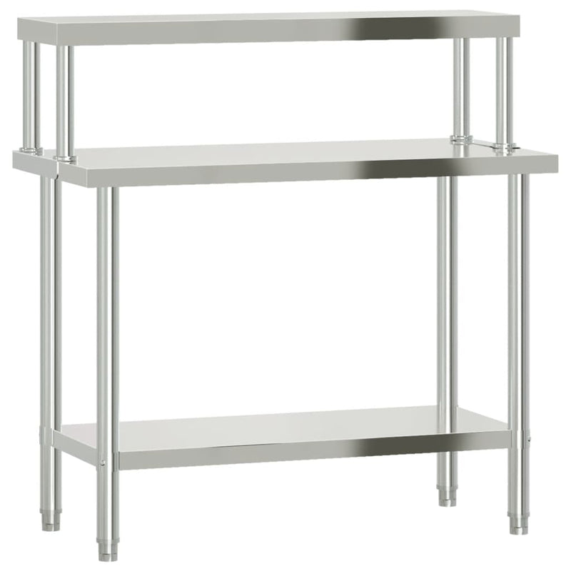 Afbeelding laden in galerijviewer, Vidaxl keukenwerktafel met bovenschap 110x55x120 cm roestvrij staal
