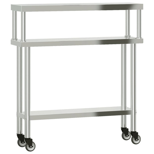 Vidaxl keukenwerktafel met bovenschap 110x30x120 cm roestvrij staal