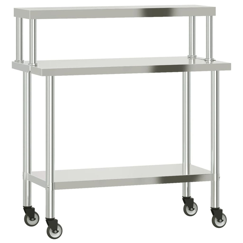 Afbeelding laden in galerijviewer, Vidaxl keukenwerktafel met bovenschap 110x55x120 cm roestvrij staal
