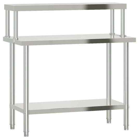 Vidaxl keukenwerktafel met bovenschap 110x55x120 cm roestvrij staal