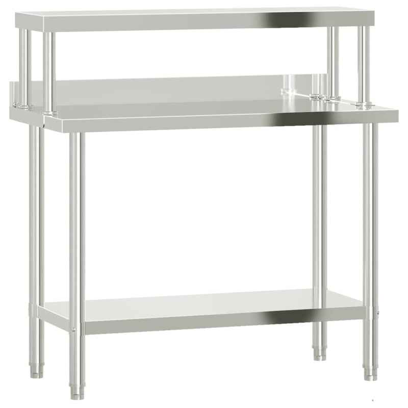 Afbeelding laden in galerijviewer, Vidaxl keukenwerktafel met bovenschap 110x55x120 cm roestvrij staal
