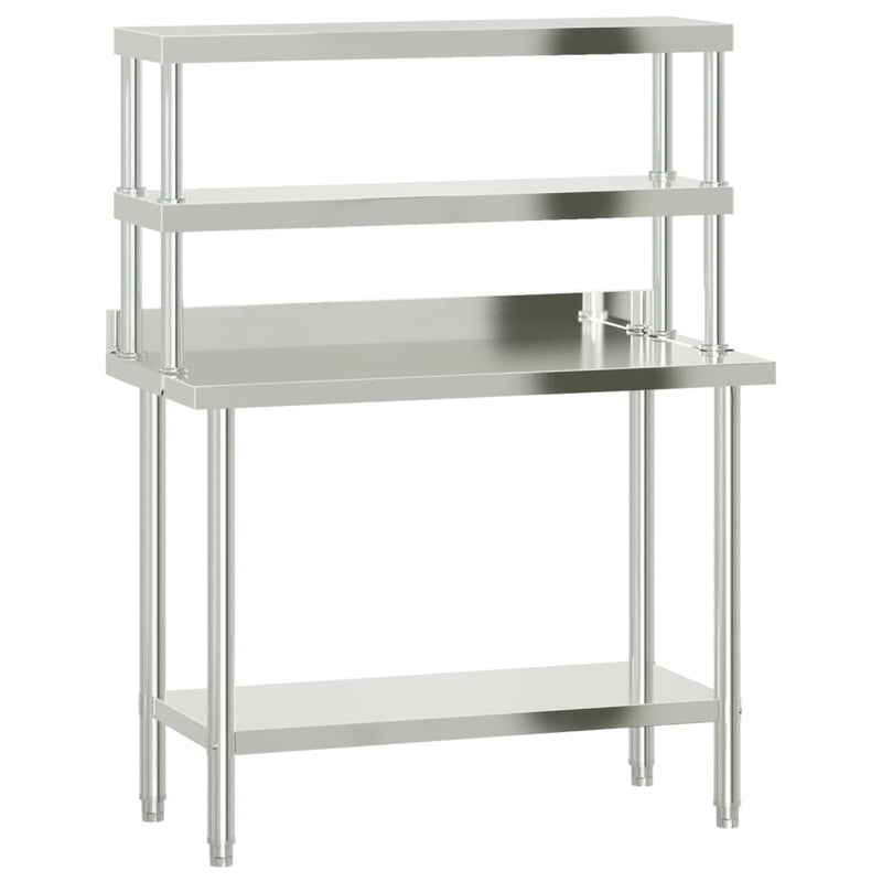 Afbeelding laden in galerijviewer, Vidaxl keukenwerktafel met bovenschap 110x55x150 cm roestvrij staal
