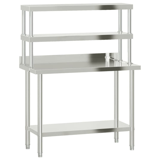 Vidaxl keukenwerktafel met bovenschap 110x55x150 cm roestvrij staal