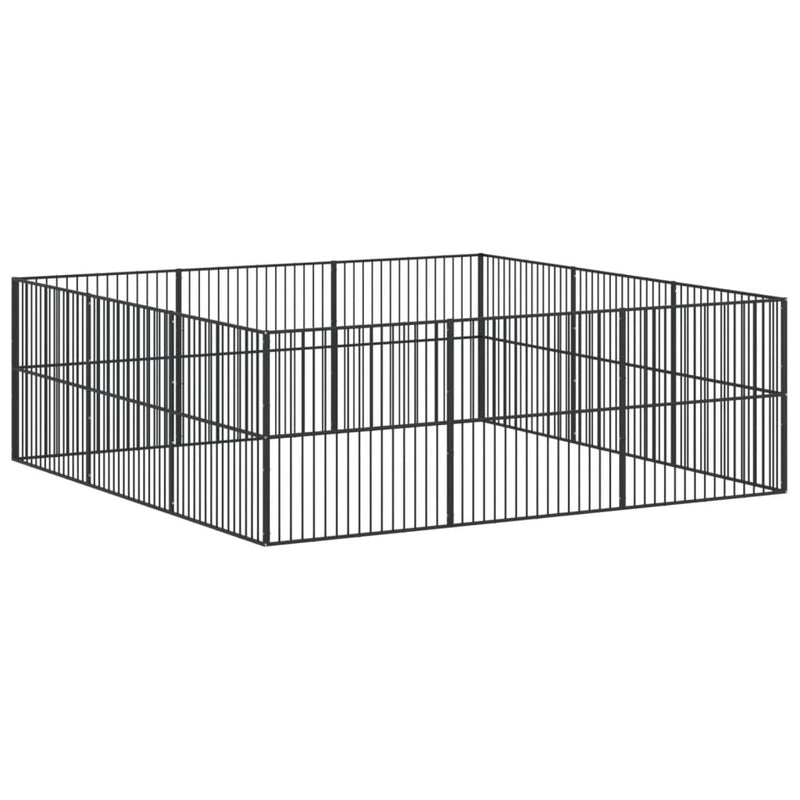 Afbeelding laden in galerijviewer, VidaXL Hondenkennel 12 panelen gepoedercoat staal zwart
