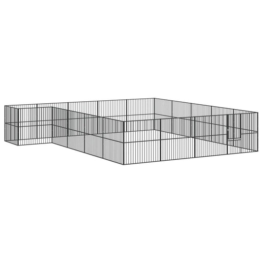 VidaXL Hondenkennel 20 panelen gepoedercoat staal zwart