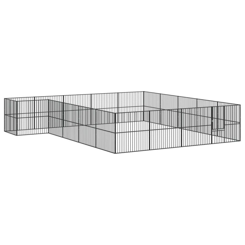 Afbeelding laden in galerijviewer, VidaXL Hondenkennel 20 panelen gepoedercoat staal zwart
