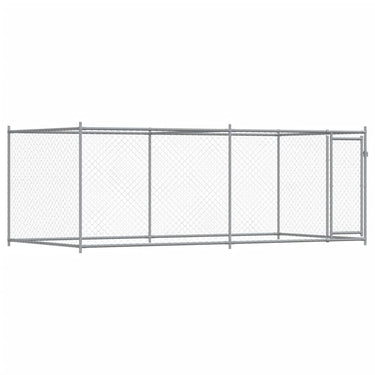 Vidaxl hondenhok met deur 4x2x1,5 m gegalvaniseerd staal grijs