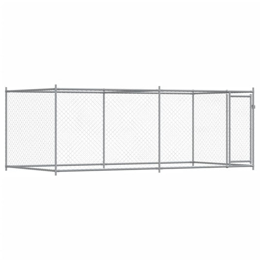 Vidaxl hondenhok met deur 4x2x1,5 m gegalvaniseerd staal grijs