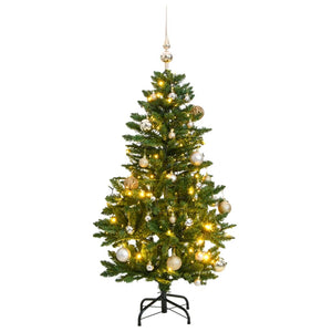 Vidaxl kunstkerstboom met scharnieren 150 led en kerstballen 120 cm