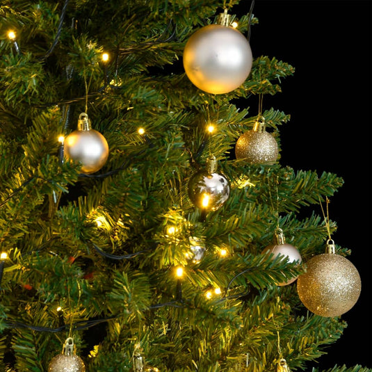 Vidaxl kunstkerstboom met scharnieren 150 led en kerstballen 120 cm
