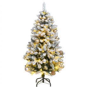 Vidaxl kunstkerstboom met scharnieren 150 led en kerstballen 120 cm