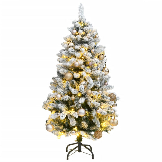Vidaxl kunstkerstboom met scharnieren 150 led en kerstballen 120 cm