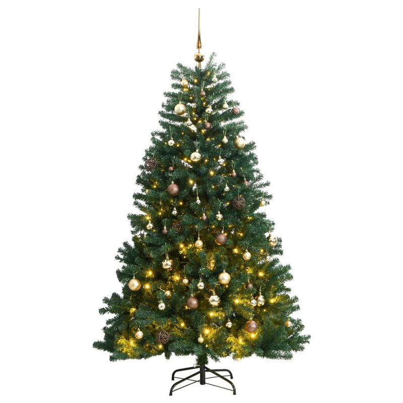 Afbeelding laden in galerijviewer, VidaXL Kunstkerstboom met scharnieren 300 LED's en kerstballen 240 cm

