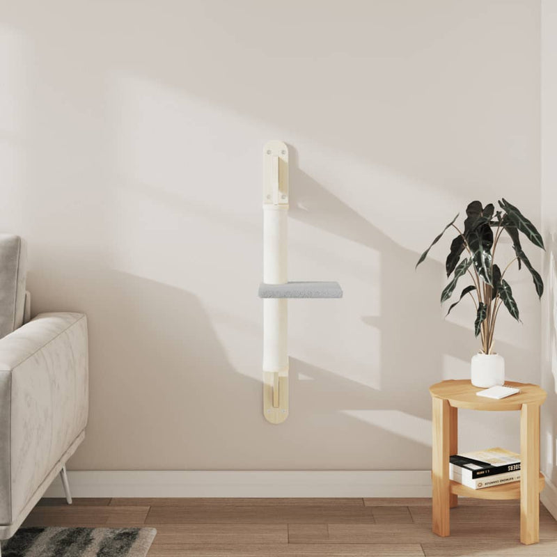 Afbeelding laden in galerijviewer, Vidaxl kattenmeubel wandgemonteerd met krabpaal 85,5 cm lichtgrijs
