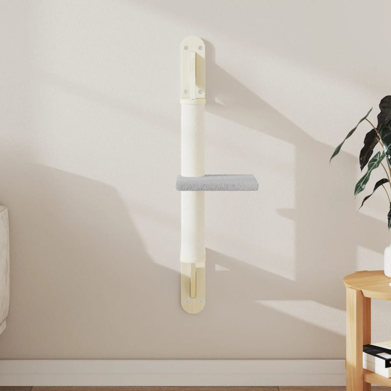 Afbeelding laden in galerijviewer, Vidaxl kattenmeubel wandgemonteerd met krabpaal 85,5 cm lichtgrijs
