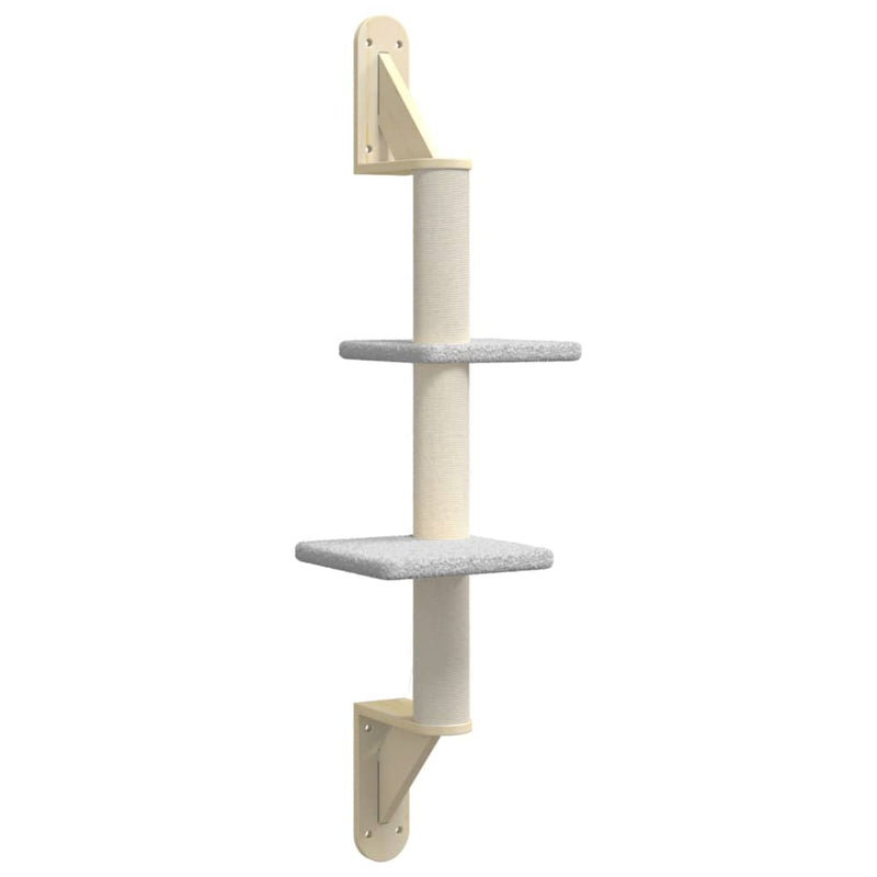Afbeelding laden in galerijviewer, Vidaxl kattenmeubel wandgemonteerd met krabpaal 108 cm lichtgrijs
