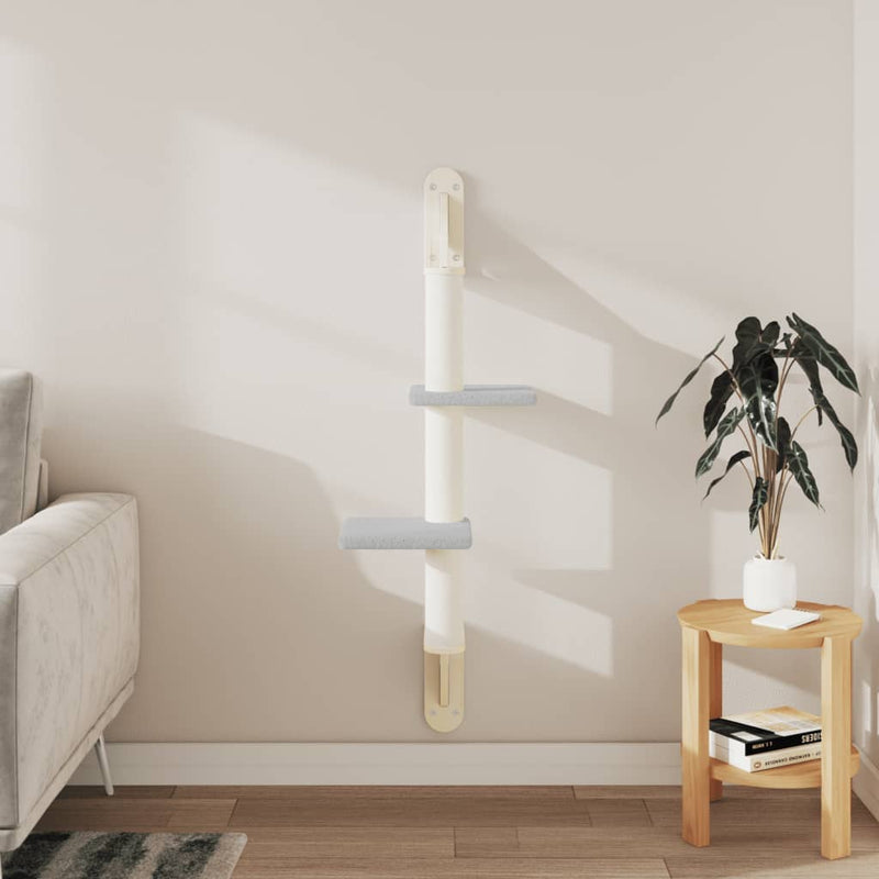 Afbeelding laden in galerijviewer, Vidaxl kattenmeubel wandgemonteerd met krabpaal 108 cm lichtgrijs
