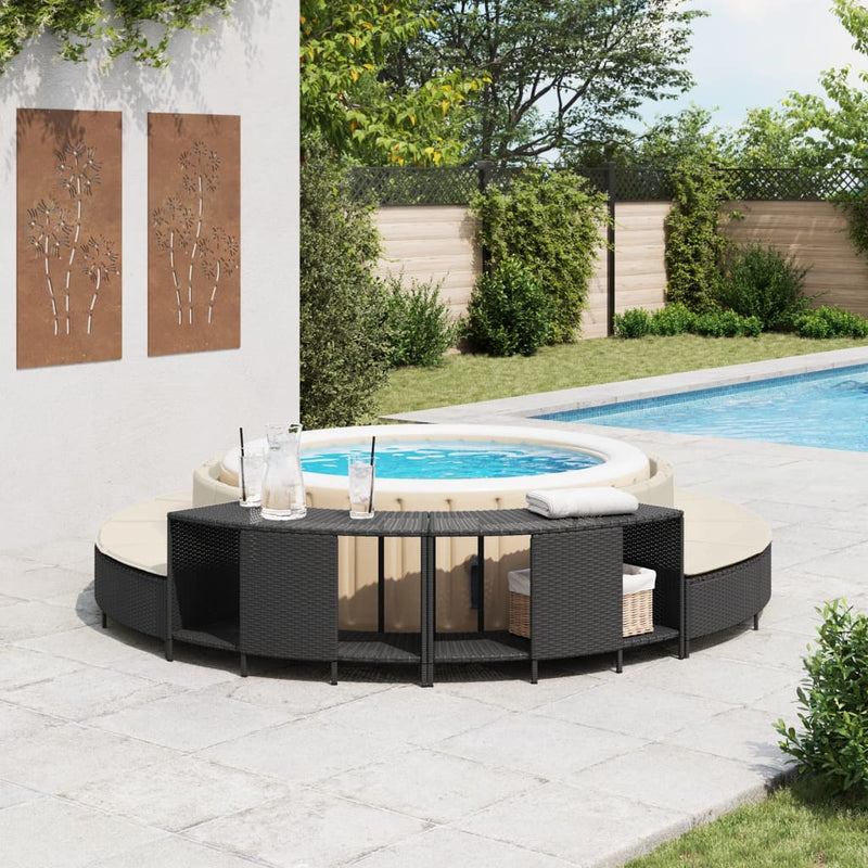 Afbeelding laden in galerijviewer, Vidaxl opbergschappen voor hottub 2 st poly rattan zwart
