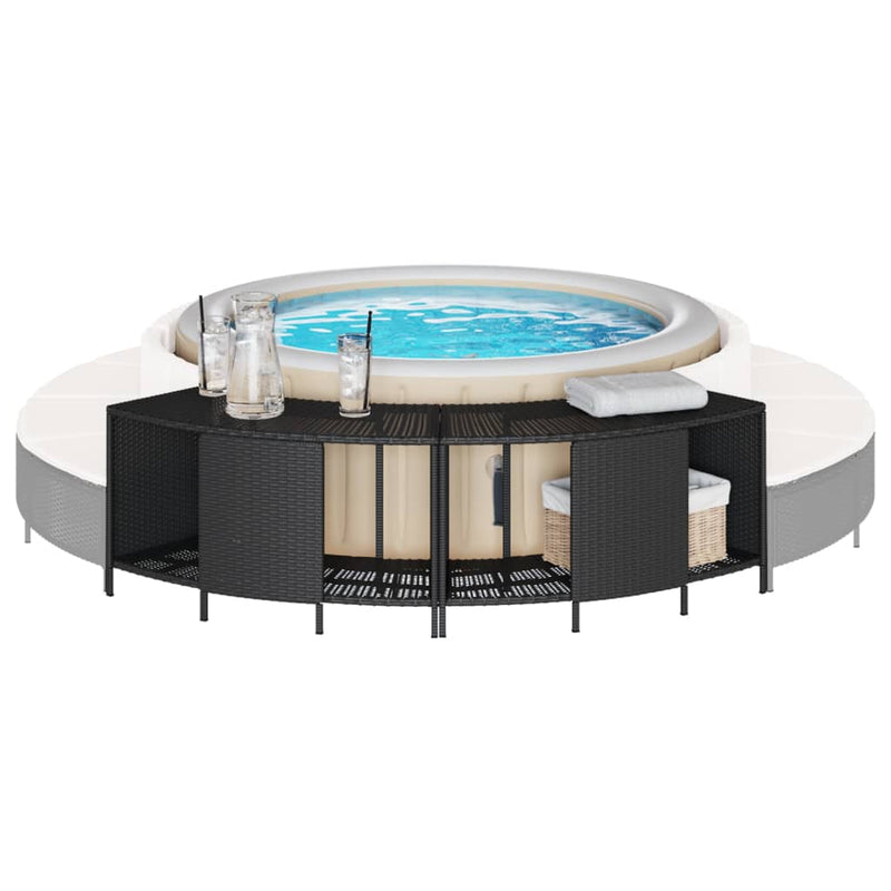 Afbeelding laden in galerijviewer, Vidaxl opbergschappen voor hottub 2 st poly rattan zwart
