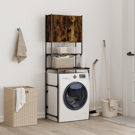 Vidaxl wasmachinekast 68x48,5x194 cm gerookt eikenkleurig