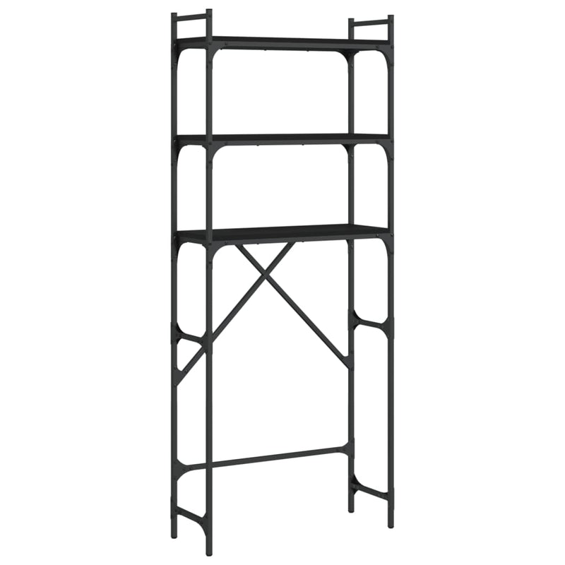 Afbeelding laden in galerijviewer, Vidaxl wasmachinerek 67x25x163 cm bewerkt hout zwart
