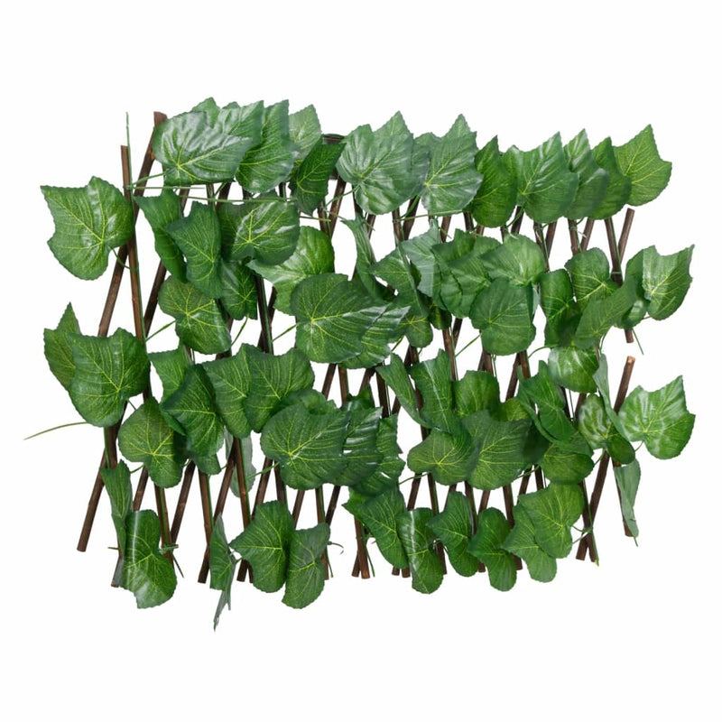 Afbeelding laden in galerijviewer, Vidaxl kunstplant druivenblad op latwerk uittrek baar 180x20 cm groen

