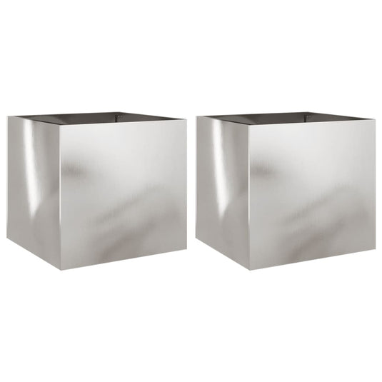Vidaxl plantenbakken 2 st 42x40x39 cm roestvrij staal zilverkleurig