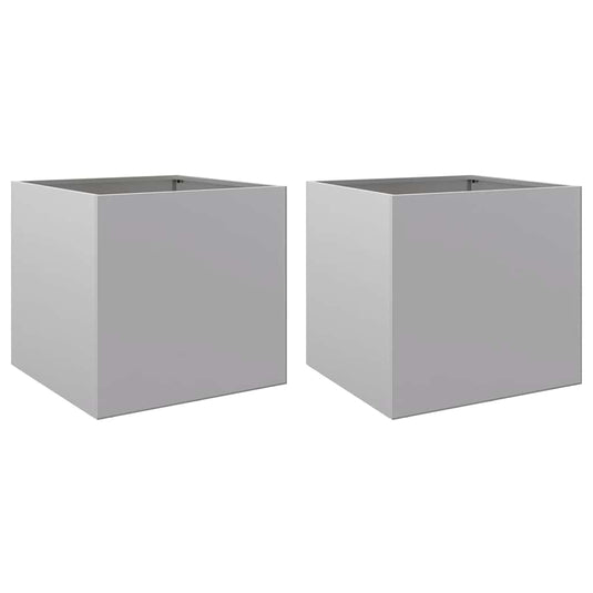 Vidaxl plantenbakken 2 st 49x47x46 cm gegalvaniseerd staal zilverkleur