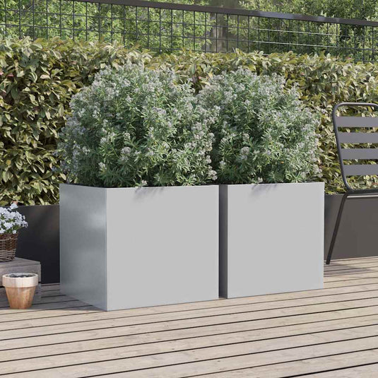 Vidaxl plantenbakken 2 st 49x47x46 cm gegalvaniseerd staal zilverkleur